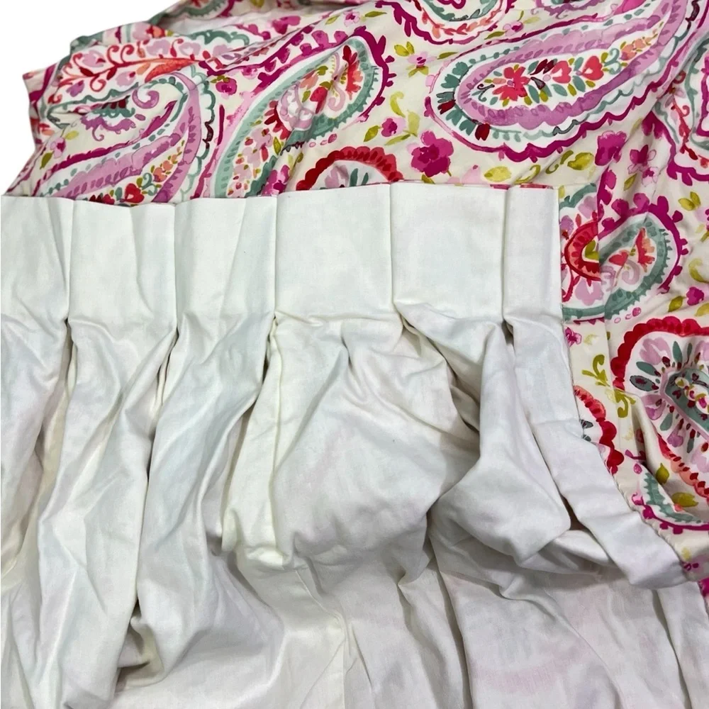 Pair Custom Pinch Pleat Lined Curtains Bright Pink Paisley Modern 80” Long